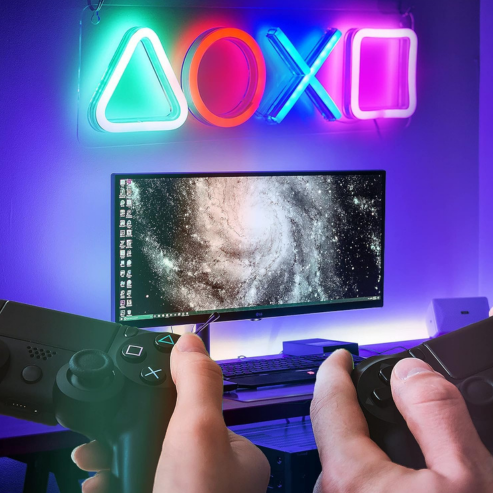 Enseigne au néon avec icône de jeu, décoration murale LED alimentée par USB, veilleuse gaming pour salle de jeux et décoration d’intérieur